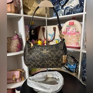 Coach Gold/Brown Terri Shoulder Bag with Charms